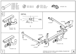 Фаркоп оцинкованный Galia C031A для Citroen C8 2002-2010, FIAT Ulysse 2002-2010, Lancia Phedra 2002-2010, Peugeot 807 2002-2010(паспорт и сертификат в комплекте)(без электрики)