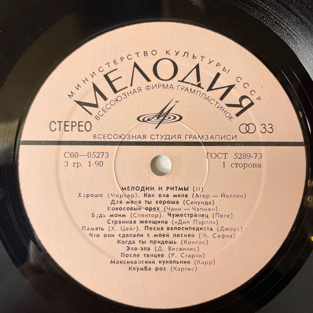 Винтажная виниловая пластинка LP Мелодии И Ритмы (II) (СССР 1974)