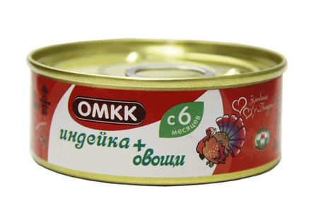 Консервы "Мясо индейки с овощами" для детского питания 100г. Оршанский МК