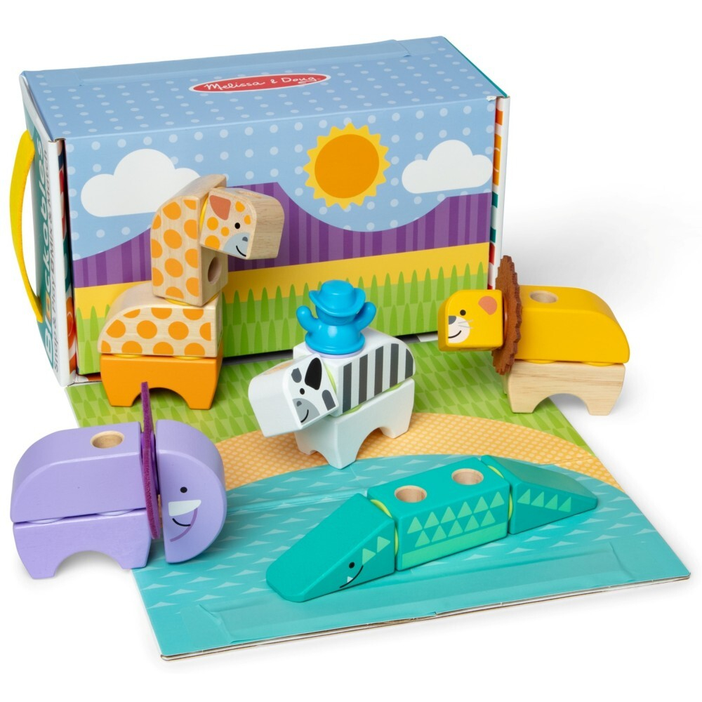 Melissa & Doug - Blockables Деревянные животные сафари 34 шт. 20155261