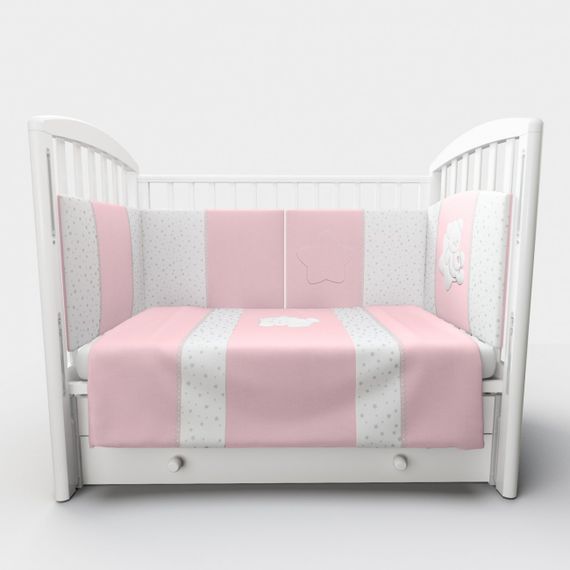 Набор в кровать для новорожденных Lollycottons Maks Bear, Розовый