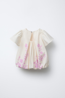 ZARA БЛУЗКА С ЦВЕТОЧНЫМ ПРИНТОМ, ЭКРЮ