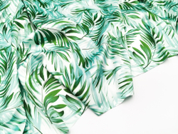 Эластичный бельевой атлас-стрейч, зеленые листочки, (Арт: ASP-009)