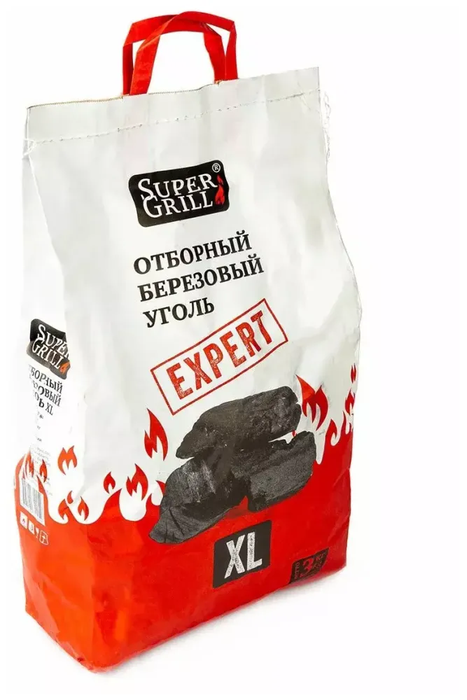 SuperGrill Уголь березовый отборный XL, 3 кг