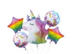 Шар (30''/76 см) Фигура, Голова, Сверкающий Единорог, Голография, 1 шт.