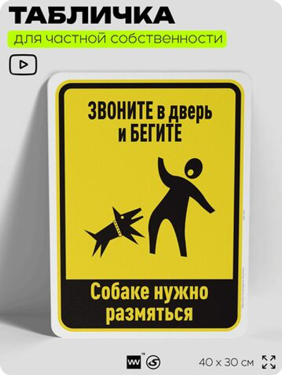 Табличка прикольная для частной территории "Звоните в дверь и бегите", на дом, для участка, организаций и частных территорий, предупреждающая, 40х30 см, Silver Plane x Айдентика Технолоджи