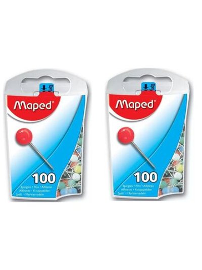 Булавки цветные, комплект 2 пачки по 100шт