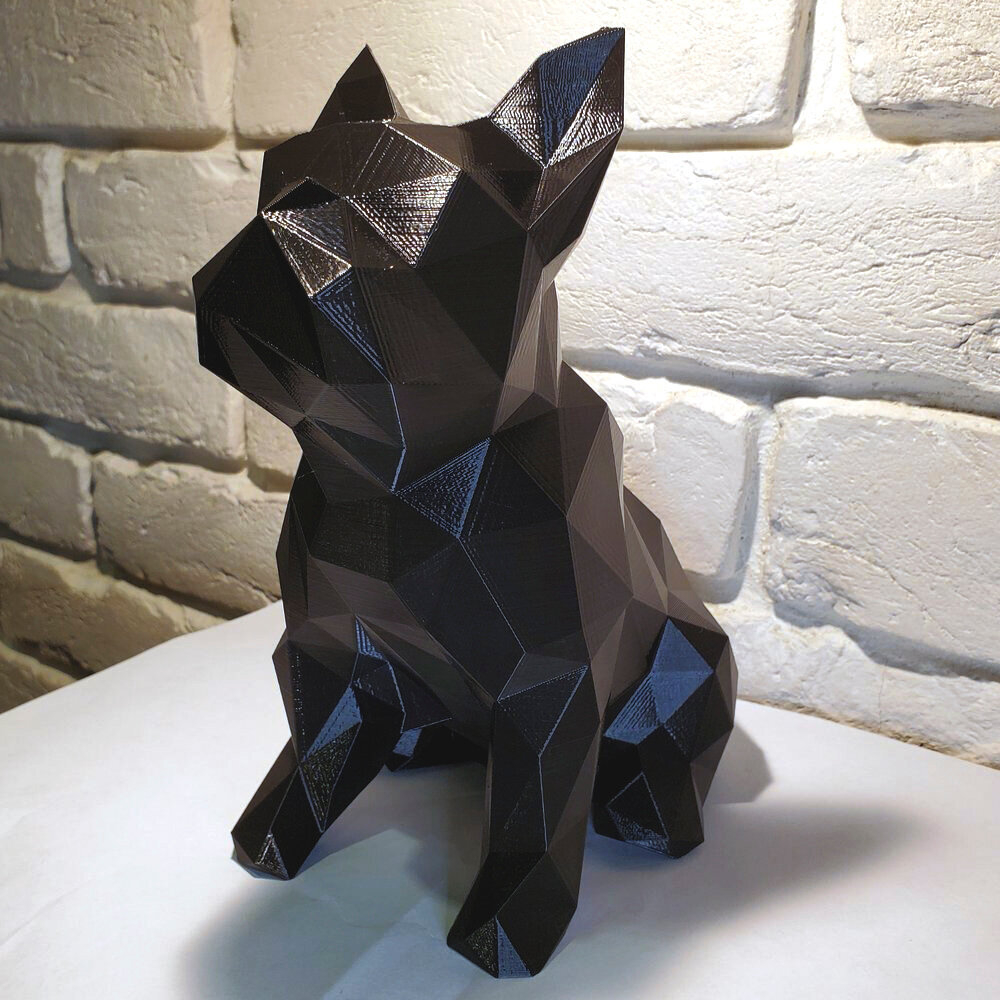 Фигурка статуэтка собаки, французский бульдог, украшение интерьера, черная, 15 см.