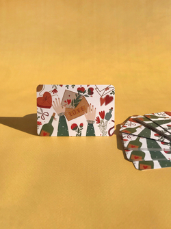 Открытка "Love" 6 × 9 см, открытка девушке, валентинка, открытка на день святого валентина, открытка к букету, открытки для букетов, открытки марьино, цветы марьино