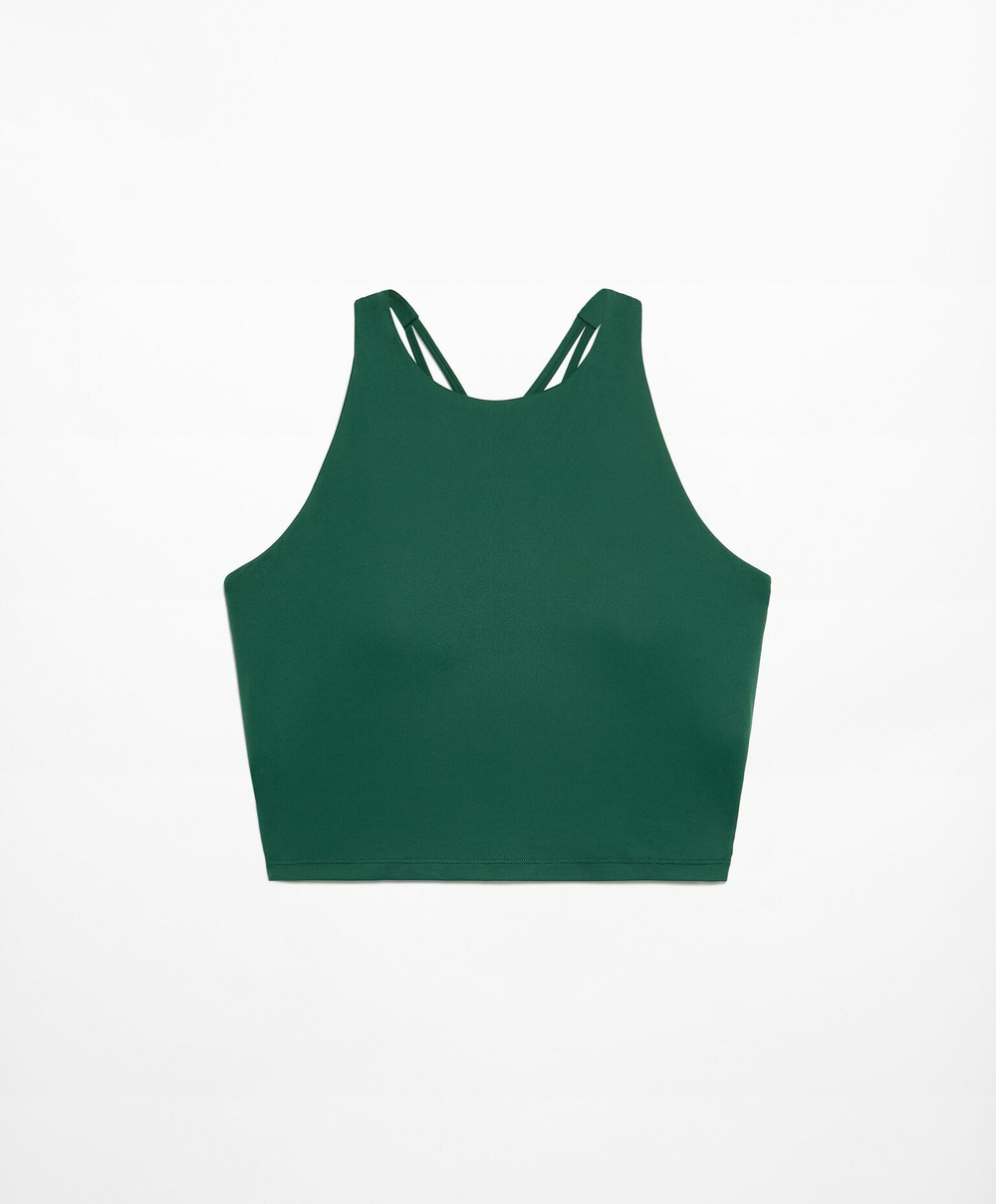 Oysho Майка Comfortlux с чашками и полосками на спине, бутылочно-зеленый