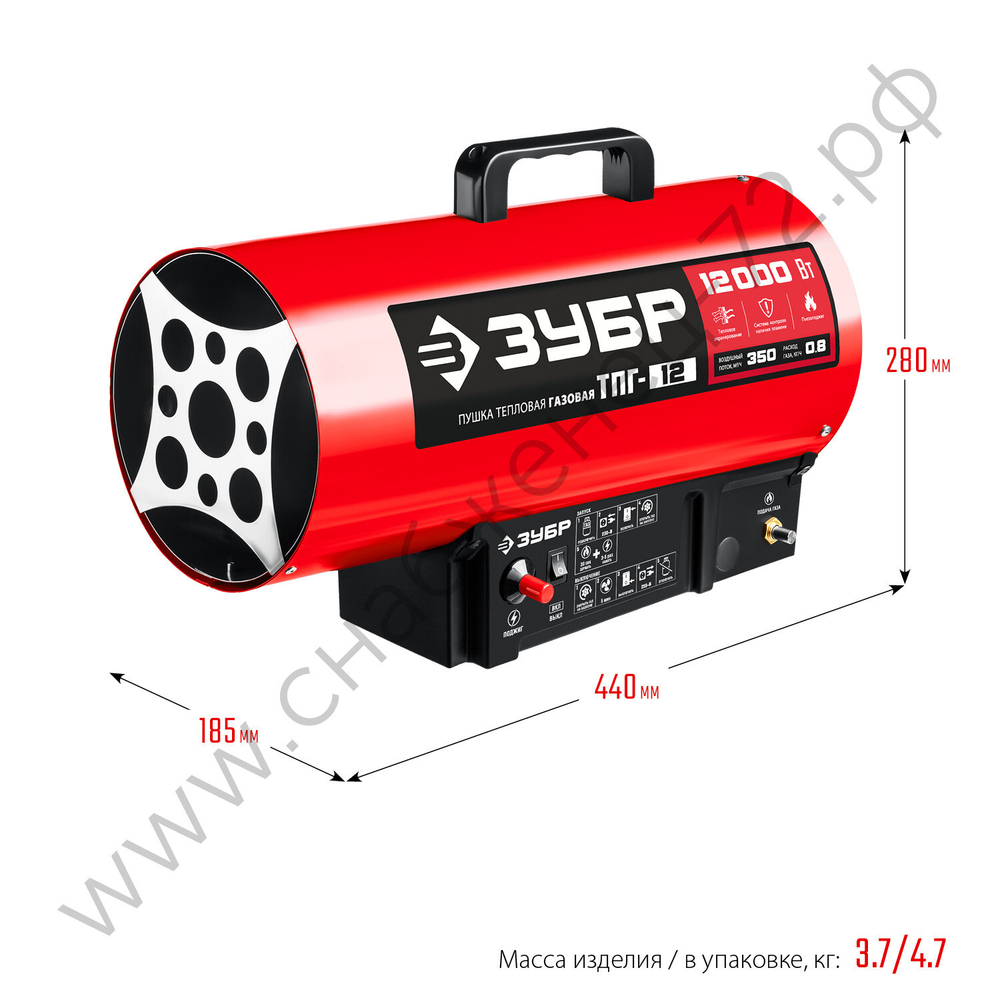 ЗУБР 12 кВт, газовая тепловая пушка (ТПГ-12)