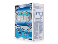Каркасный бассейн Bestway 549х132 см + фильтр-насос 5678 л/ч, тент, лестница, подстилка (56427/56232 BW)