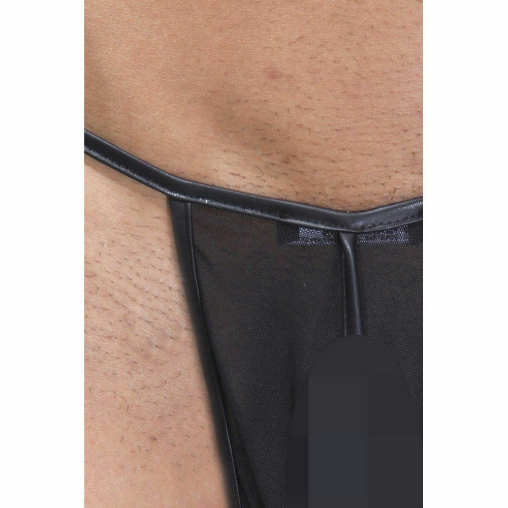 Мужские трусы стринги черные с окантовкой под кожу Cosmos Colors NB01BB