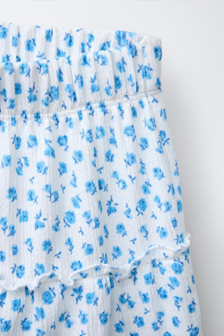 ZARA ЮБКА-ШОРТЫ ИЗ РЕЛЬЕФНОЙ ТКАНИ С ПРИНТОМ, СИНИЙ