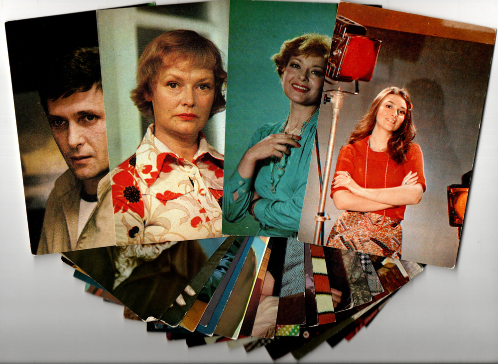 №70 Открытки Артисты и актёры СССР 1970–1980-е г. 25 штук. Цветные, чистые, без повторов