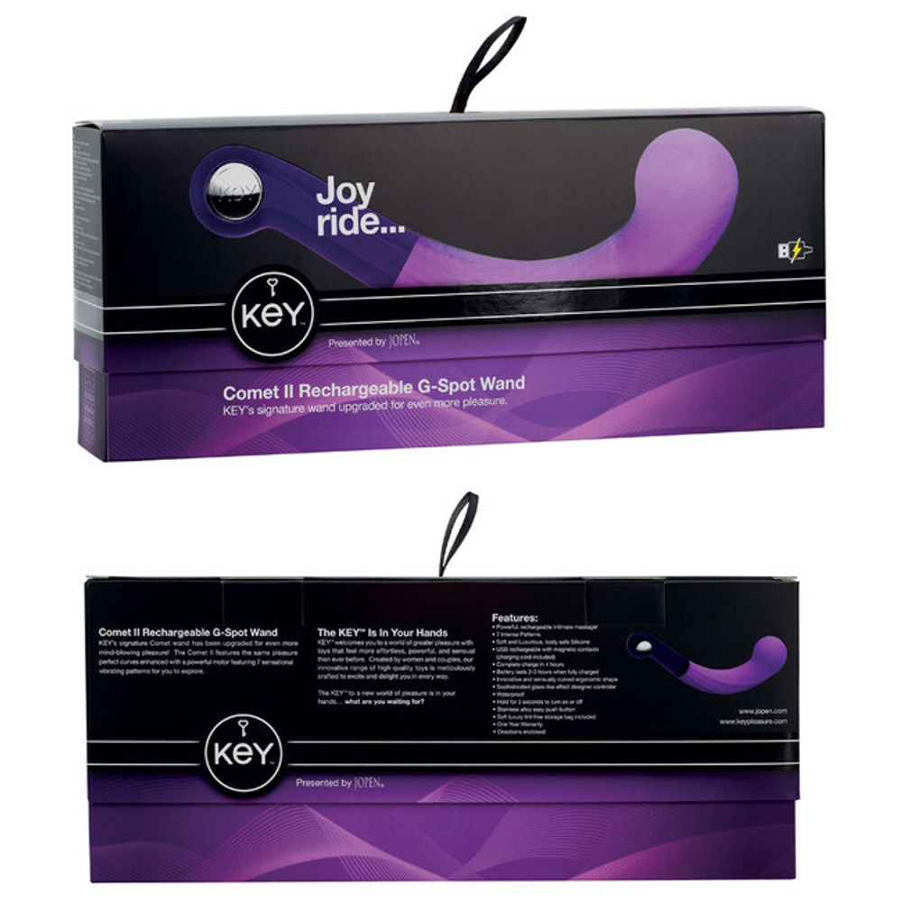 Мощнейший перезаряжаемый вибратор для G-точки Comet II Rechargeable G-Spot Wand (7 режимов) (Цвет: сиреневый и фиолетовый)