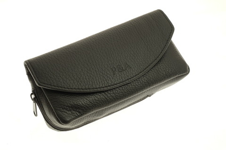 Сумка P&A для трубки и табака, натуральная кожа, черная