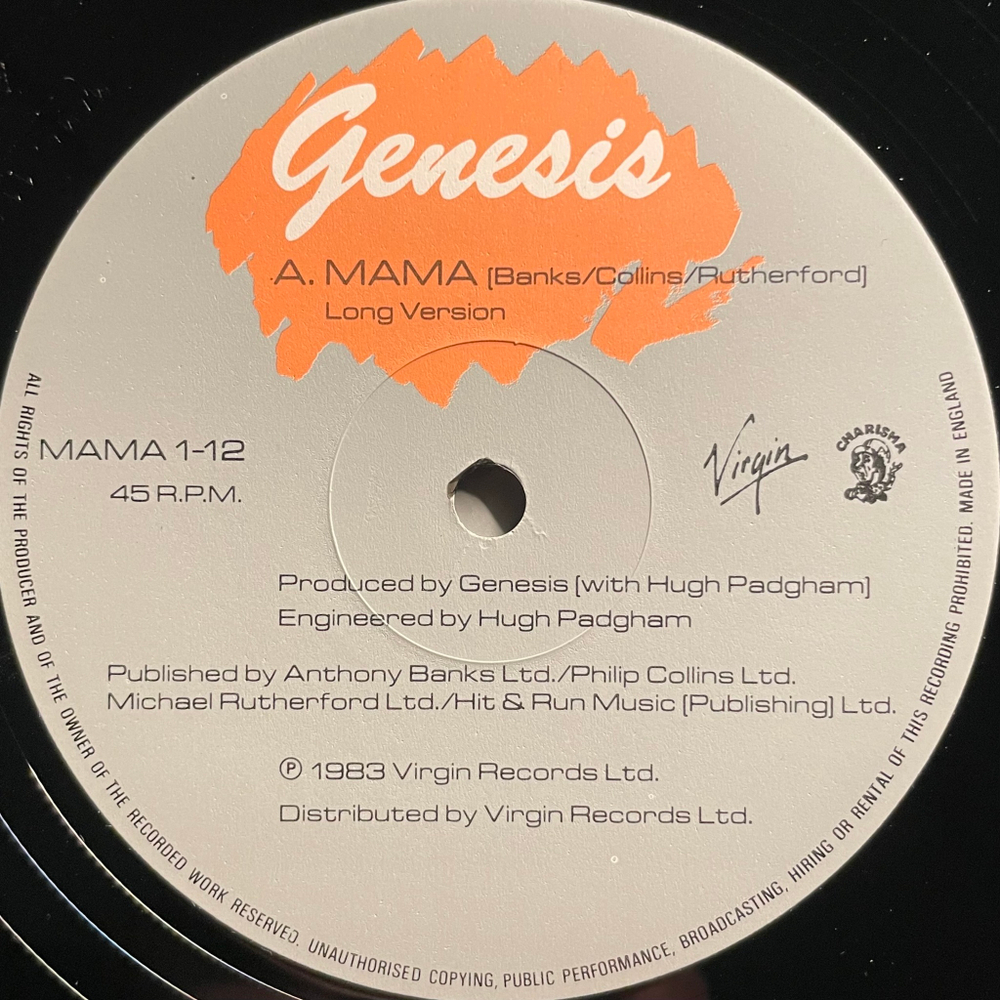 Genesis ‎– Mama (Англия 1983г.) 12", 45 RPM