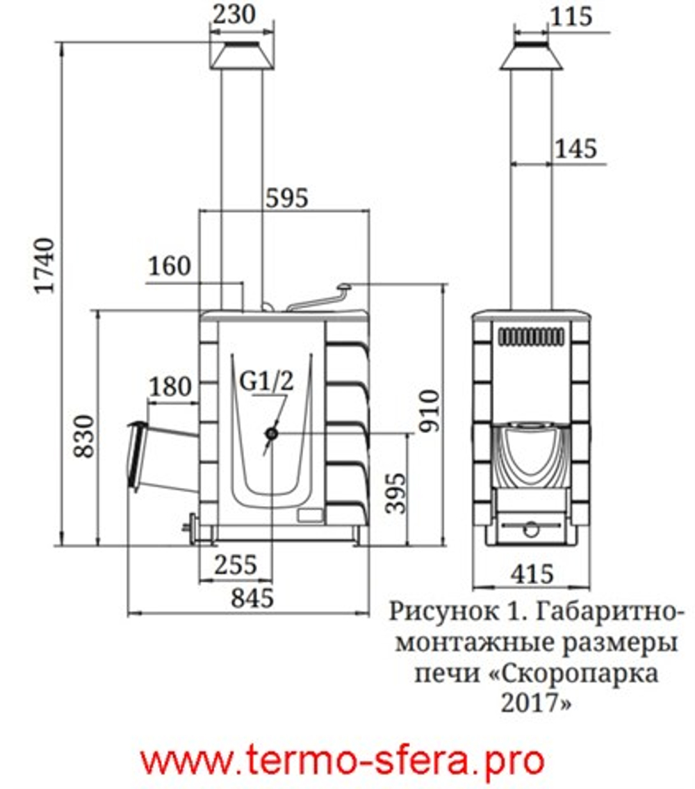 Печь для бани Скоропарка 2017 Inox ДН Б антрацит