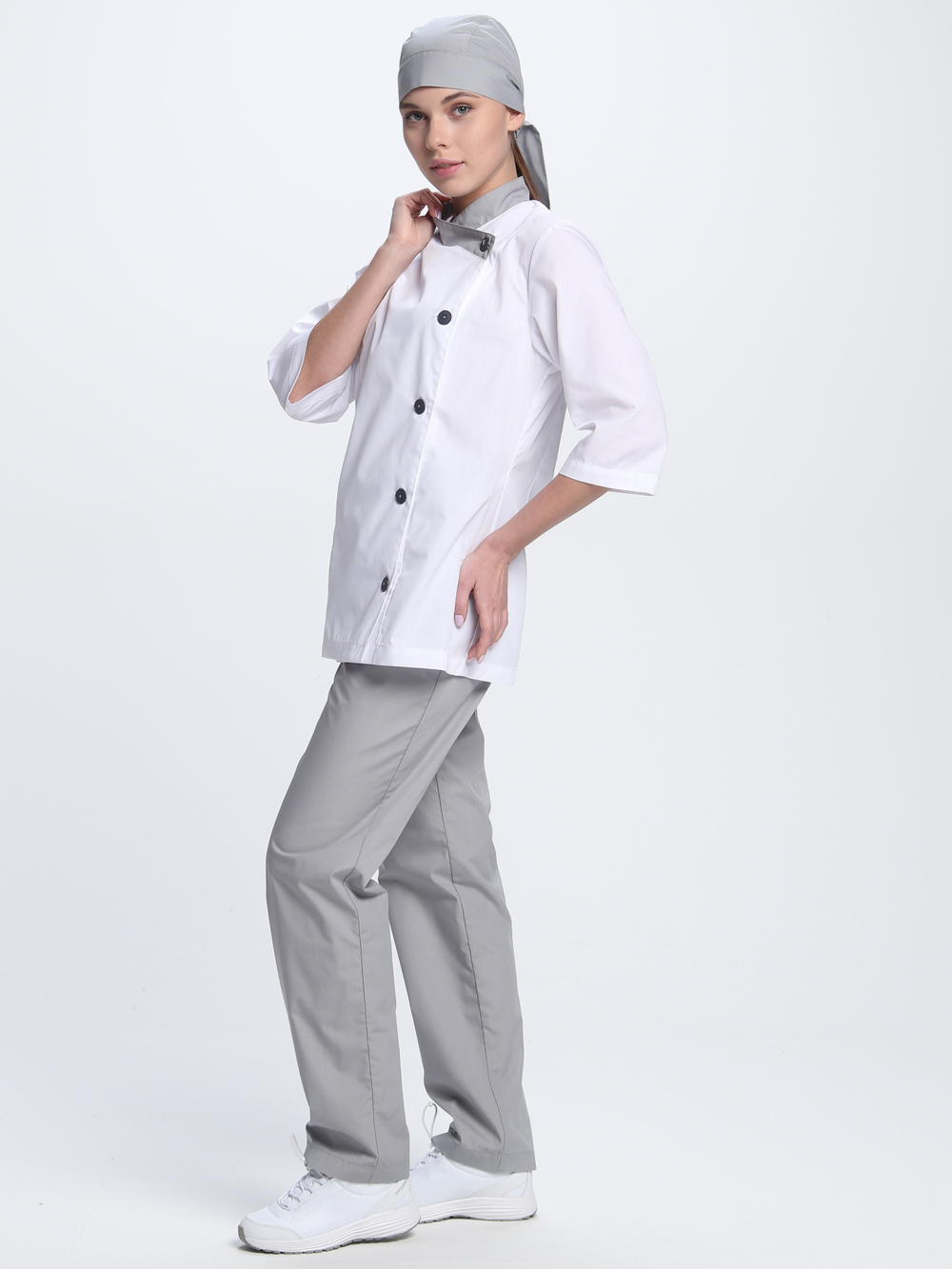 Костюм женский Канди (тк.ТиСи,120), серый/белый