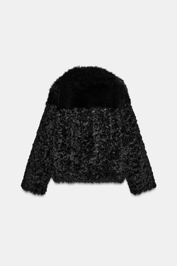 ZARA КОРОТКАЯ ШУБА ИЗ ИСКУССТВЕННОГО МЕХА — ZW COLLECTION, ЧЕРНЫЙ