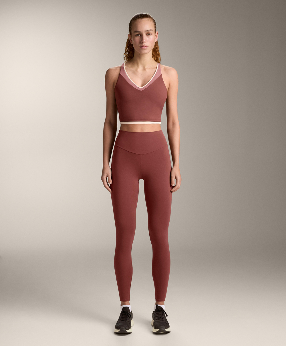 OYSHO Легинсы Comfortlux длиной до щиколотки с высокой посадкой, линялый махагон