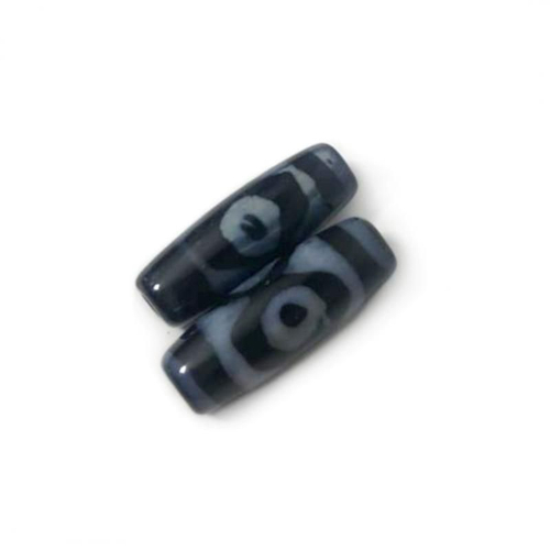 Бусина Дзи 3 глаза из агата вытянутая (черная)