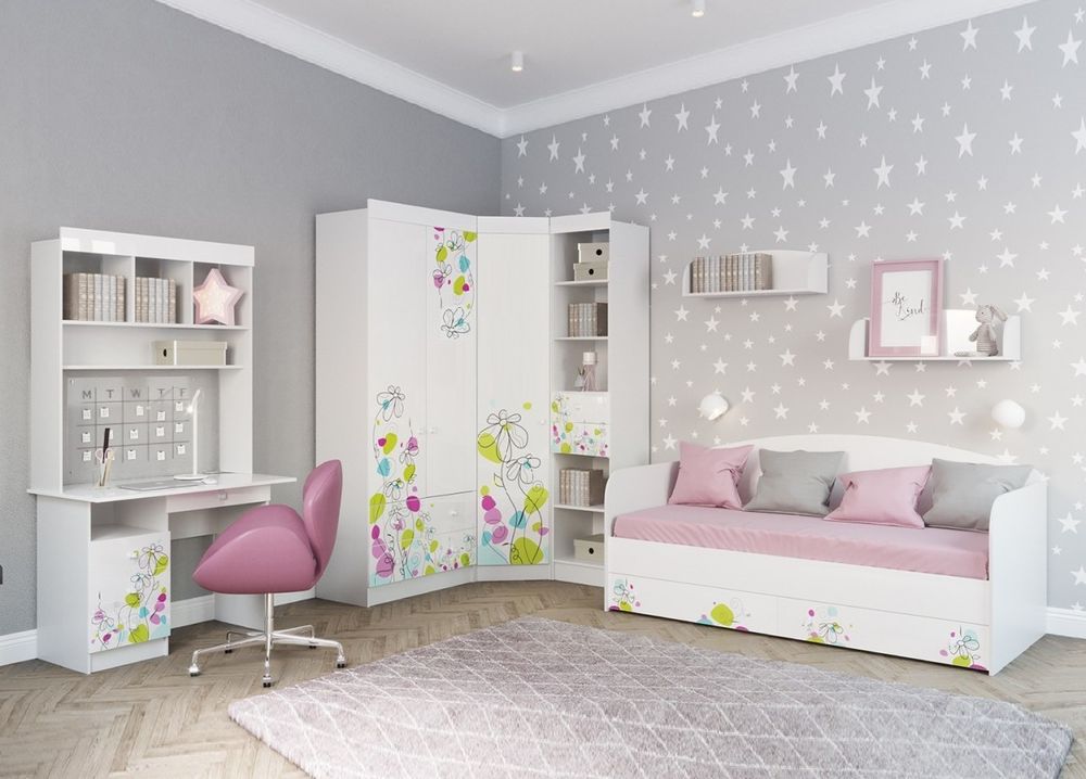 Детская "Радуга" 3 (белый/белый глянец/фотопечать), ЛДСП, ДСВ Мебель, г. Пенза