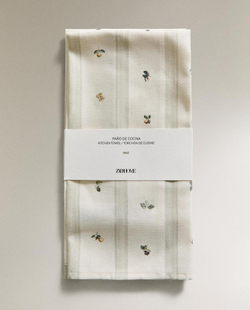 ZARA HOME НАБОР КУХОННЫХ ПОЛОТЕНЕЦ С ПРИНТОМ (НАБОР ИЗ 2 ШТ.), ЗЕЛЕНЫЙ