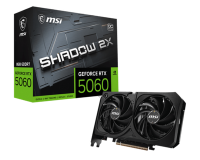 Видеокарта MSI GeForce RTX 5060 8G SHADOW 2X OC MAX, 8Gb GDDR7 128-bit 1xHDMI 3xDP G5060-8S2CM
