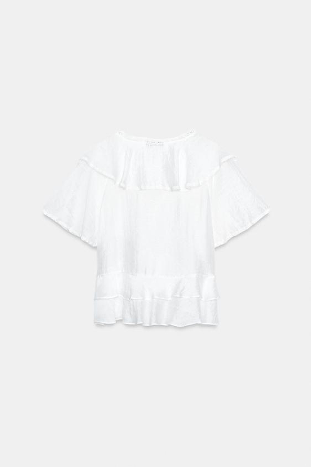 ZARA РУБАШКА В РОМАНТИЧЕСКОМ СТИЛЕ С ВОЛАНАМИ, БЕЛЫЙ