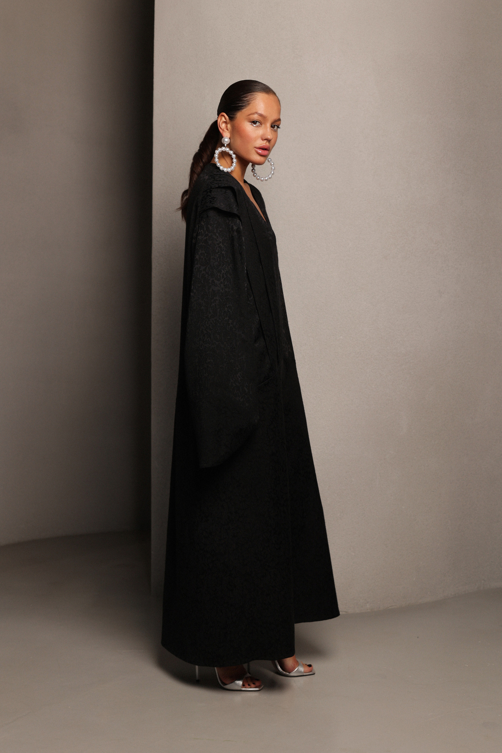 Платье макси из жаккарда