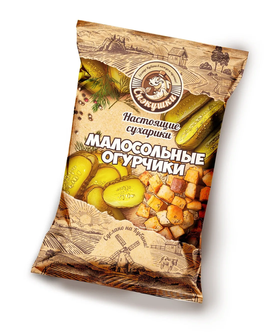 Сухари пшен. СНЭКУШКИ Малосольные огурчики 80г(16шт)