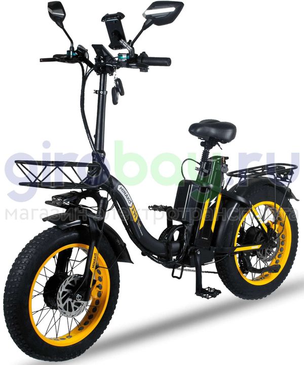 Электровелосипед Minako F11 Pro Dual 48V/20Ah (полный привод) 2025 года - Желтый обод фото №1