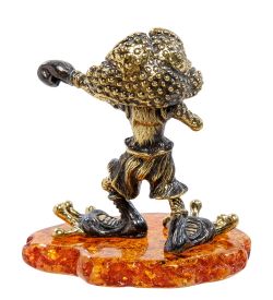 Народные промыслы AM-2196 Фигурка «Лягушка-боксер» (латунь, янтарь)