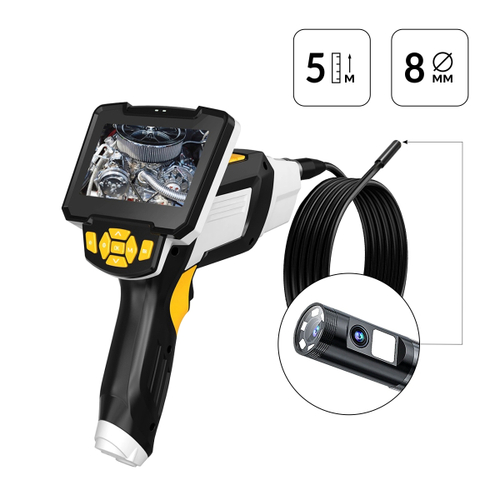 iCartool (IC-V112A-5) Видеоэндоскоп промышленный, 4.3", 1Мп, 2 камеры, 1280х720, 5м, 8 мм сменный зонд