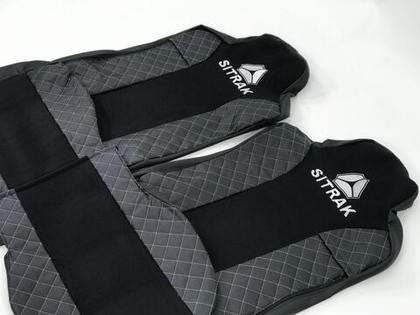 Чехлы модельные стеганные кожа + аликанте вышивка Sitrak MAX SIT02 CLASSIC