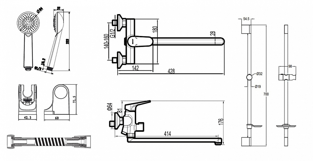 Комплект для ванной комнаты Bravat Eler 2 в 1