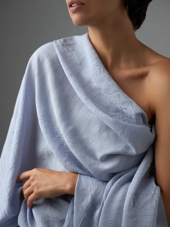 Ткань хлопок креш "жатка", Китай, лавандово-голубой