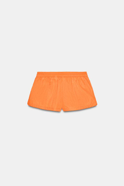 ZARA НЕЙЛОНОВЫЕ ШОРТЫ НА ШНУРКЕ, ОРАНЖЕВЫЙ