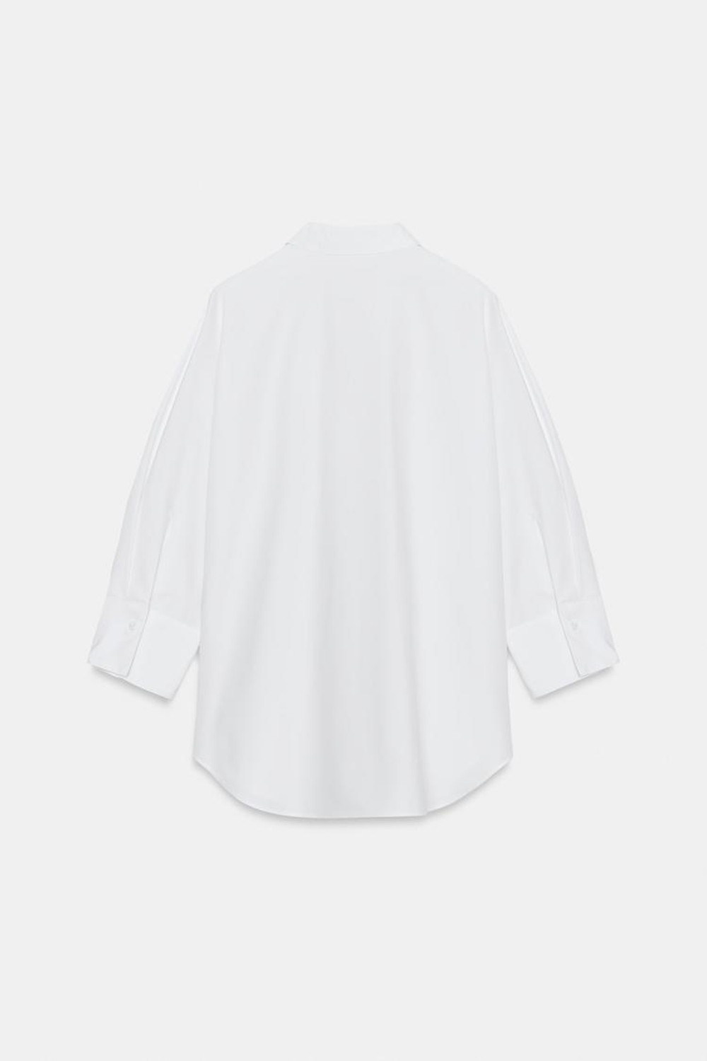 ZARA РУБАШКА С V-ОБРАЗНЫМ ВЫРЕЗОМ — ZW COLLECTION, БЕЛЫЙ