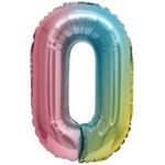 Шар с клапаном (16"/41 см) Мини-цифра, 0, Нежная радуга, Градиент 1 шт.