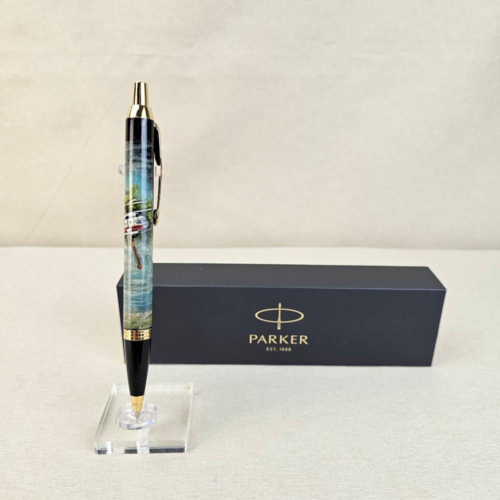 Ручка "Спасательный вертолет МЧС" с ручной росписью Палех