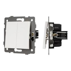 Механизм выключателя двухклавишный непроходной SWT-MK02-PL-WH-V (250V, 10A) (Arlight, -) 049887