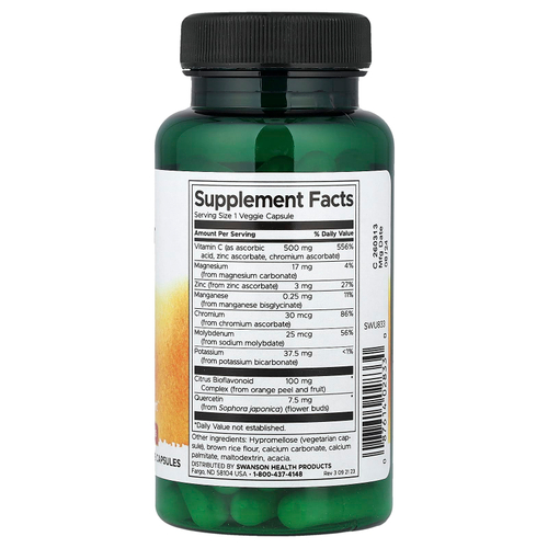Swanson Vitamins, комплекс с витамином С и биофлавоноидами, 60 растительных капсул