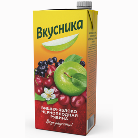 Натуральный сок Вкусника Вишня-яблоко-черноплодная рябина 0,95 л
