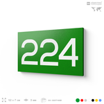 Номер на дверь 224, табличка на дверь для офиса, квартиры, кабинета, аудитории, склада, зеленая 120х70 мм, Айдентика Технолоджи