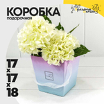 Коробка Ваза для цветов 17х17х18 см "Flower" с ручками (Розовый, Голубой)