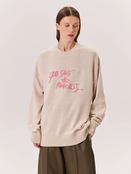 Джемпер GOD SAVE THE PRINCESS бежевого цвета