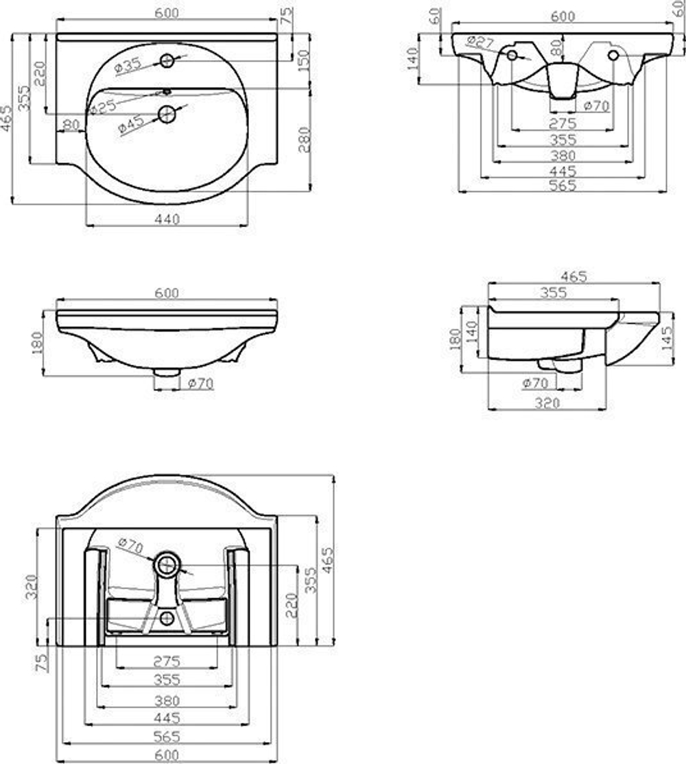 Тумба MISTY  Лувр - 60 c умывальником Байкал 60